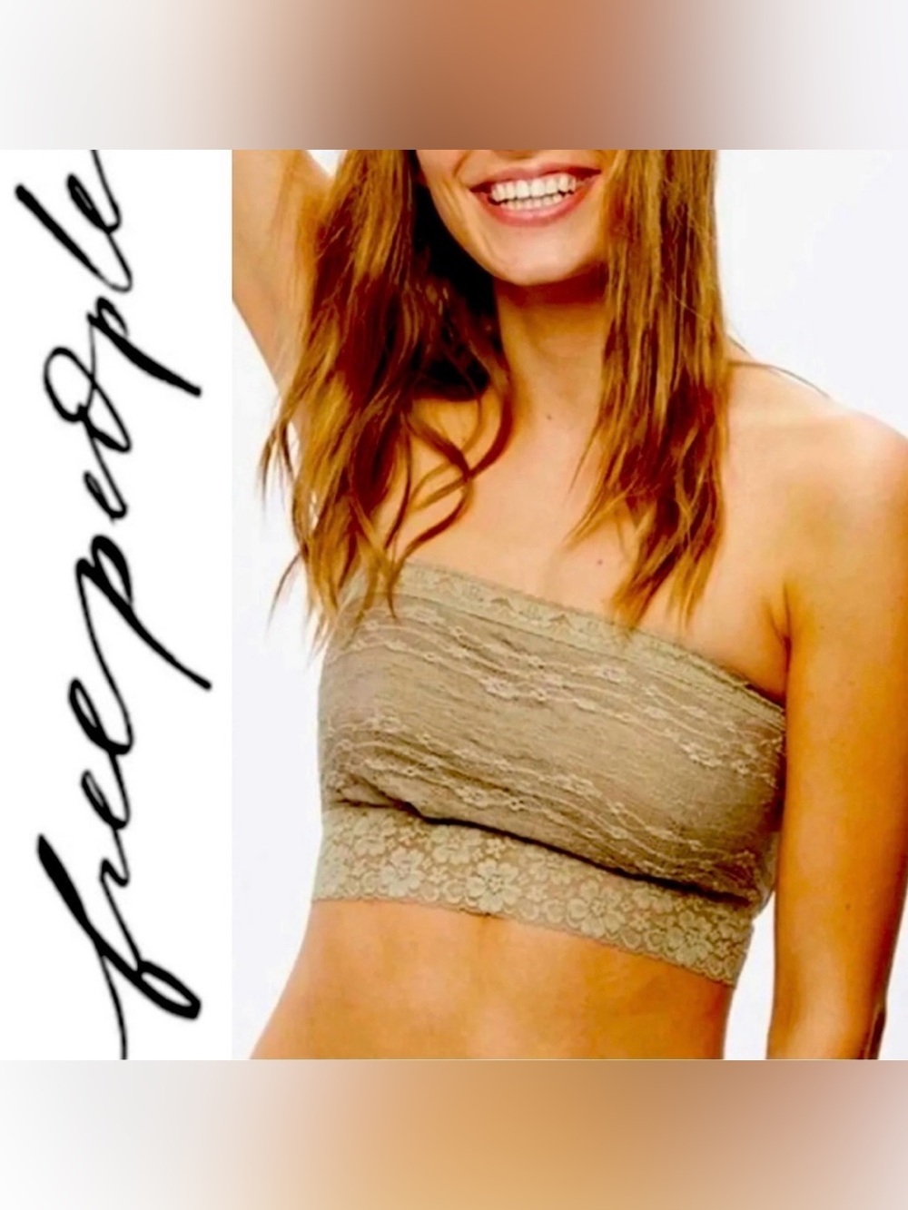 Free People Lace Bandeau in Taupe XS NWT